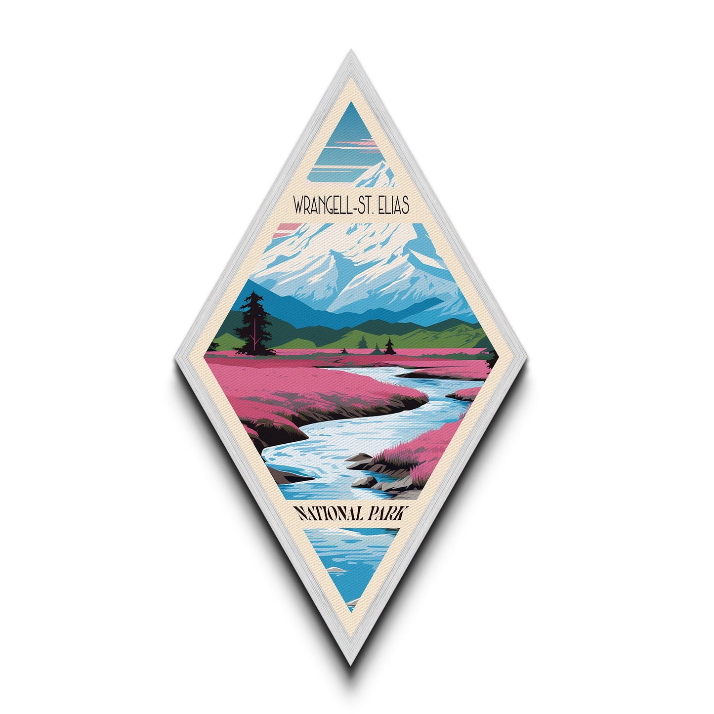 Retro Wrangell-St. Elias National Park Travel Poster Canvas Texture Print, Travel Decor Artwork, Midcentury Modern Decor Alaska Travel Art