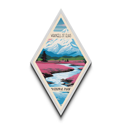 Retro Wrangell-St. Elias National Park Travel Poster Canvas Texture Print, Travel Decor Artwork, Midcentury Modern Decor Alaska Travel Art