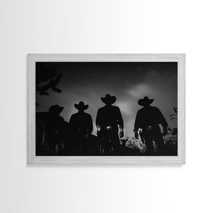 Premium Framed Canvas, Black and White Cowboy Photography Print, Western Decor, Wild West Art, Farmhouse Wall Art, Minimalist Framed Art