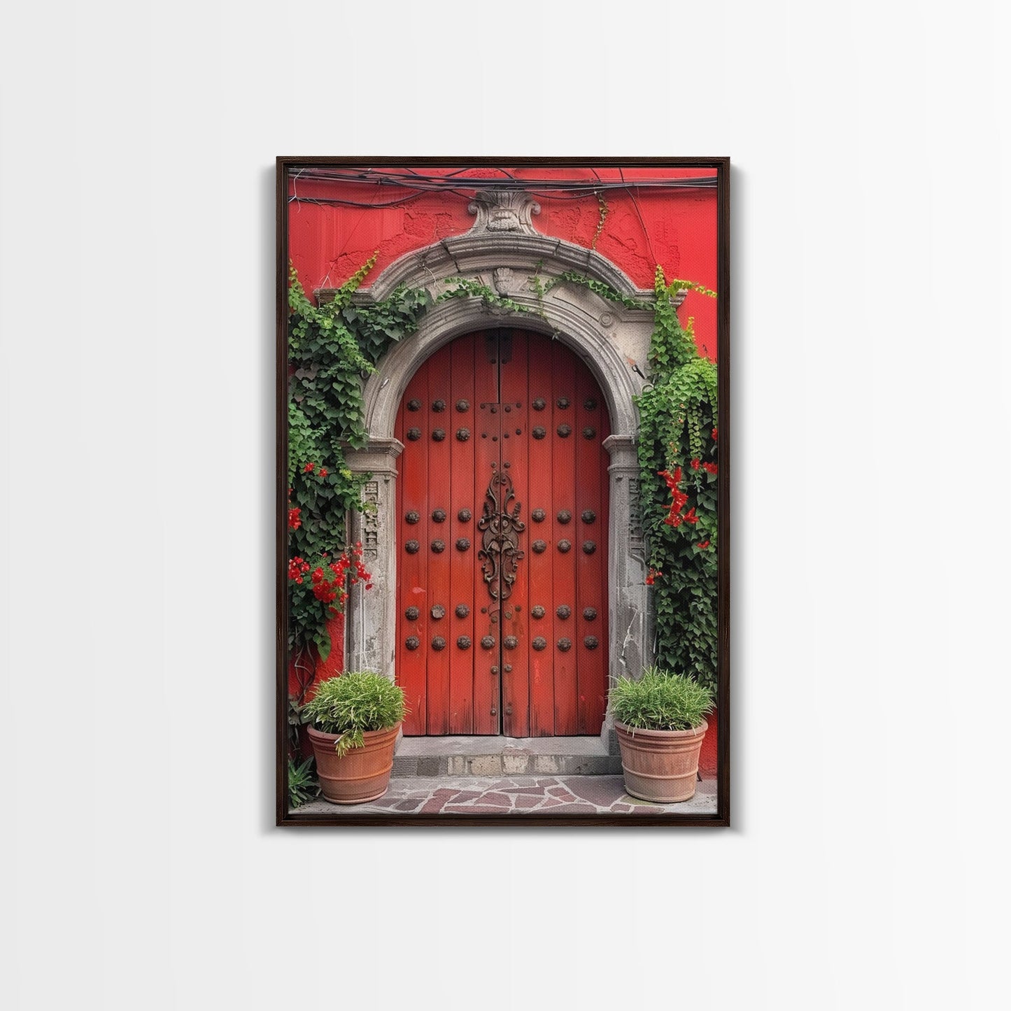 Change Hacienda Architecture Framed Canvas Print, Mexican Wall Art, Art of Mexico, Original Artwork, Wood Framed Ready To Hang