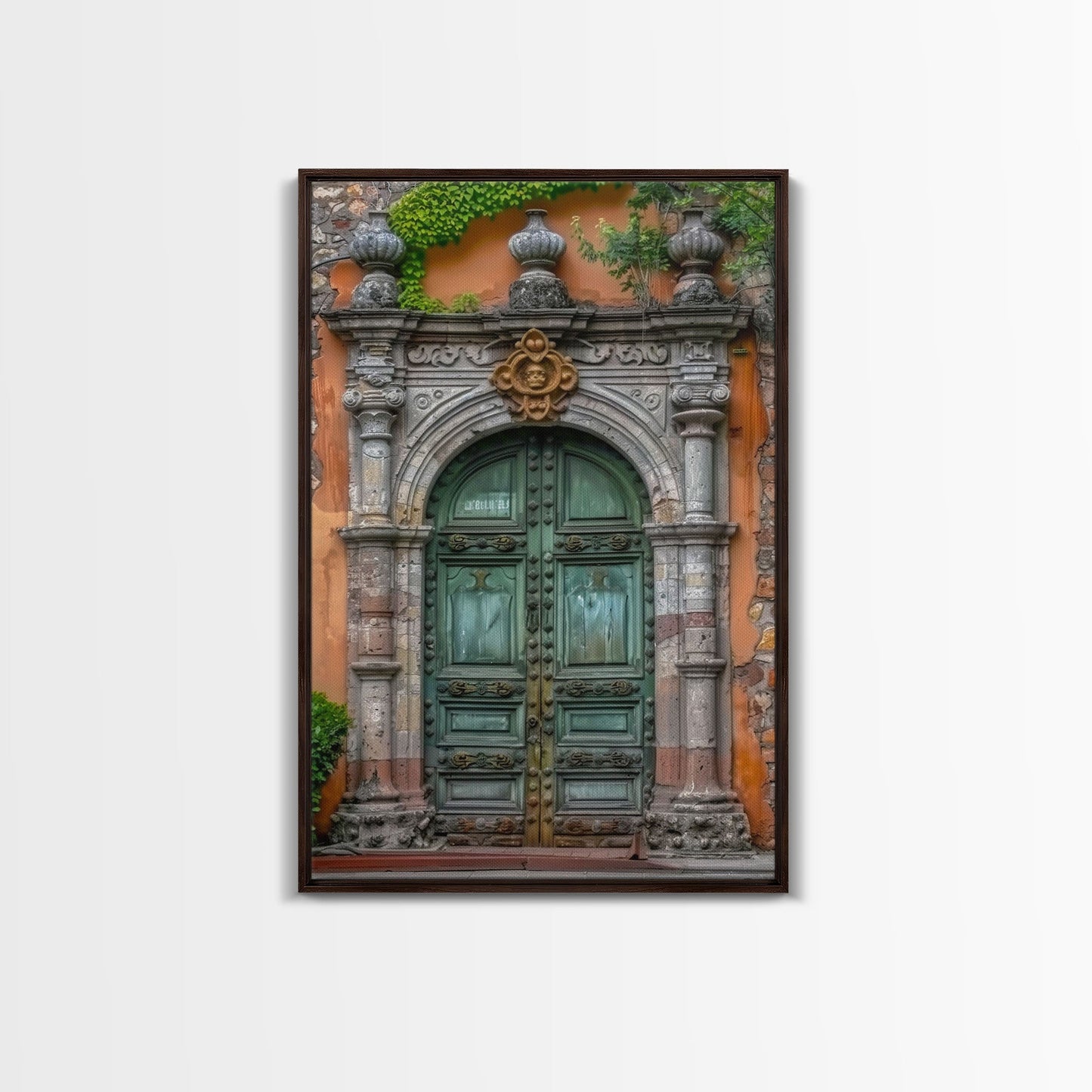 Change23 Hacienda Architecture Framed Canvas Print, Mexican Wall Art, Art of Mexico, Original Artwork, Wood Framed Ready To Hang