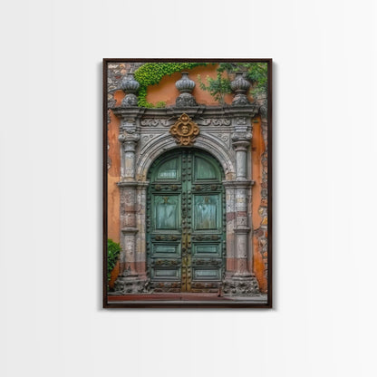 Change23 Hacienda Architecture Framed Canvas Print, Mexican Wall Art, Art of Mexico, Original Artwork, Wood Framed Ready To Hang