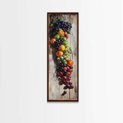 Retro Kitchen Wall Art, Still Life Painting Of Fruit Canvas Print, Narrow Art, Narrow Wall Art, Tall Skinny Art, Skinny Narrow Wall Art