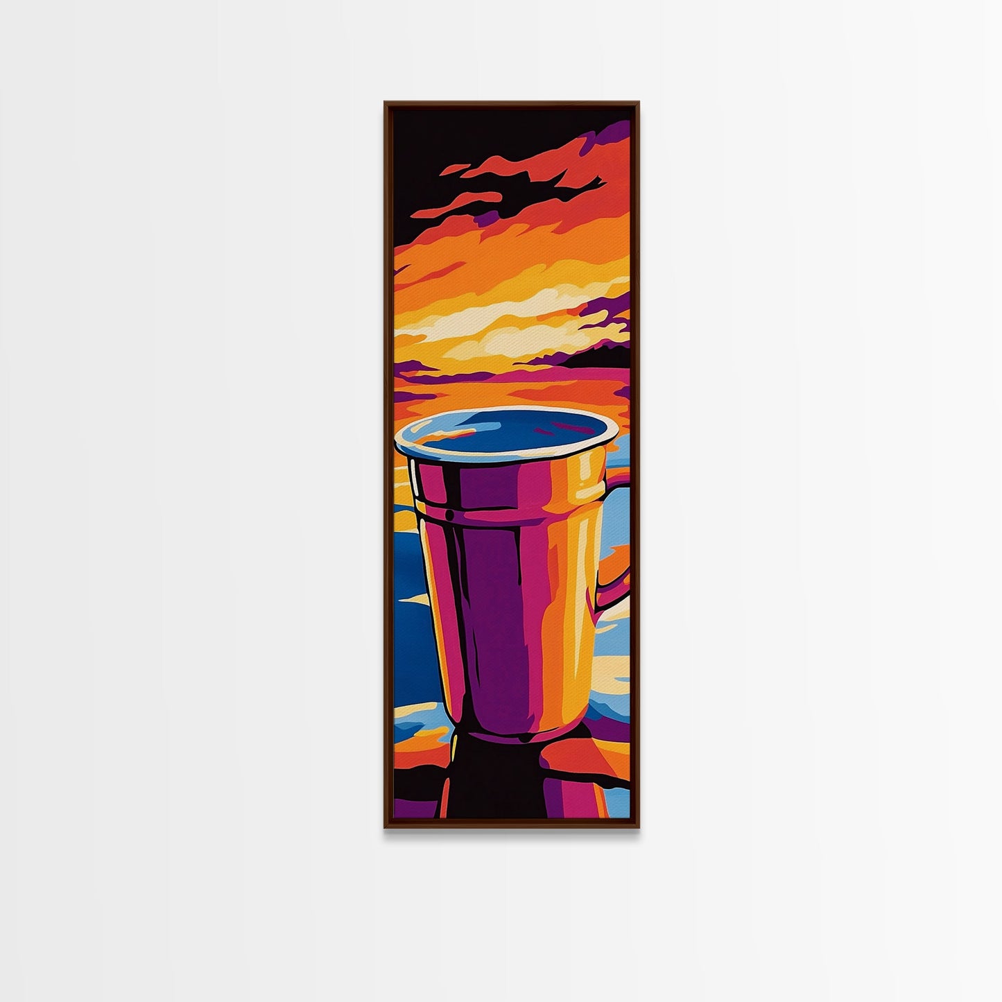 Coffee Cup, Rustic Kitchen Art, Warm Tones, Framed Canvas Print, Cozy Coffee Bar Wall Decor, Modern Kitchen Wall Art