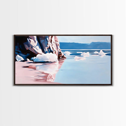 Reflections, Winter Seascape, Arctic Art, Canvas Print, Coastal Wall Decor, Living Room Art, Minimalist Landscape, Nature Painting