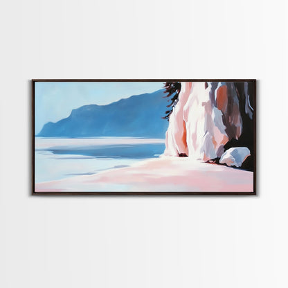 Cliffside Shoreline, Coastal Nature Print, Ocean Landscape Art, Scenic Beach Decor, Nautical Adventure Wall Art, Office Canvas Print