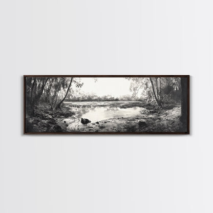 Swamp Scene, Wetlands Wall Art, Nature Reflection Print, Framed Canvas Print, Rustic Living Room Art, Earthy Tones, Woodland Decor