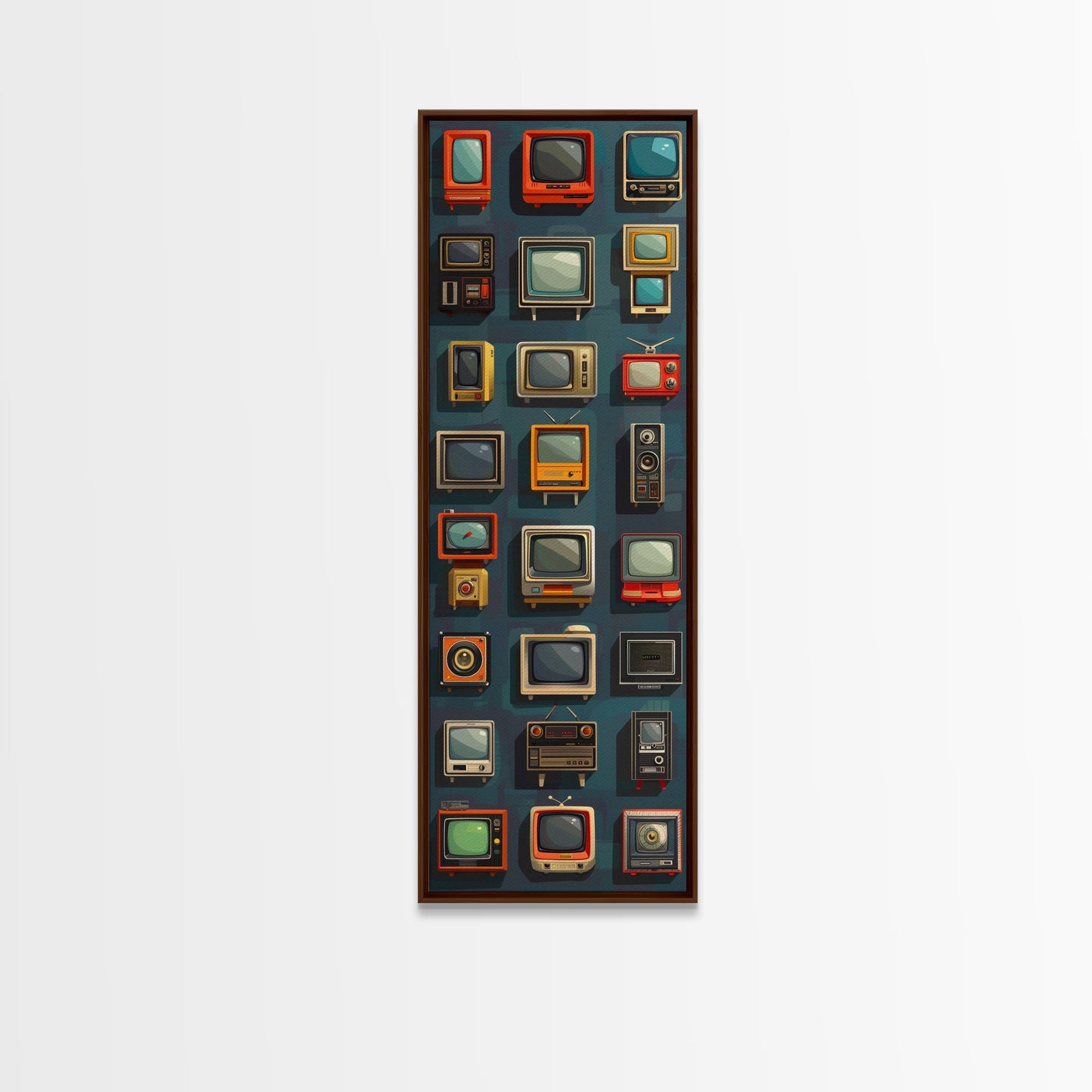 Retro Televions Framed Canvas Print, Retro Decor, Man Cave Art, Gift For Him