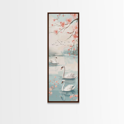 Swirling Butterflies in Japanese Style Tall Skinny Framed Canvas Print - Ukiyo-e Wall Art