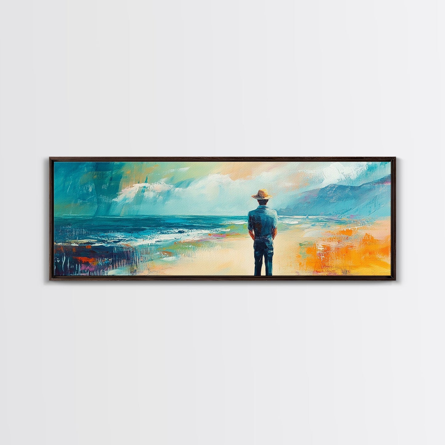 Coastal Wanderer, ocean painting, seascape painting, beach decor, nautical wall art, panoramic art, coastal landscape art, framed canvas print