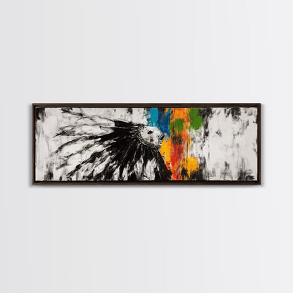 Native American Horse, rustic art, horse wall art, chicano art, graffiti wall art, southwest wall art, framed canvas print, panoramic painting