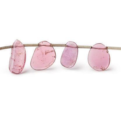 10-12mm Pink Tourmaline Top Drilled Natural Crystal Slices 21 beads