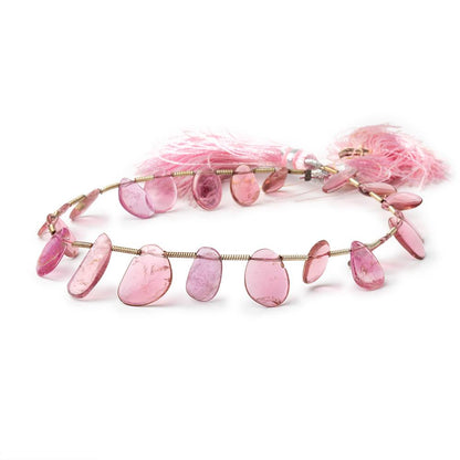 10-12mm Pink Tourmaline Top Drilled Natural Crystal Slices 21 beads