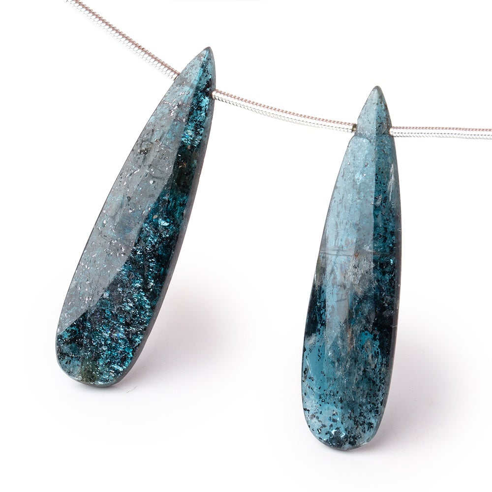 40x10mm Indigo Kyanite Faceted Pear Focal Beads Set of 2 pieces