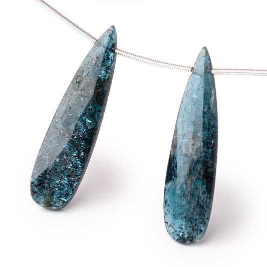 40x10mm Indigo Kyanite Faceted Pear Focal Beads Set of 2 pieces