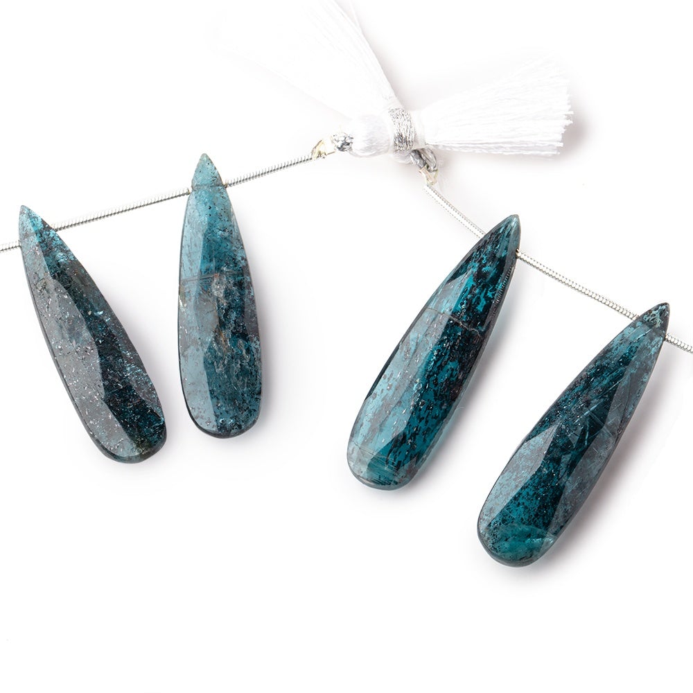 40x10mm Indigo Kyanite Faceted Pear Focal Beads Set of 2 pieces