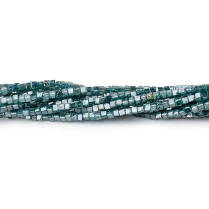 1-1.7mm Teal Blue Diamond Unfaceted Cube Beads 15 inch 290 pieces