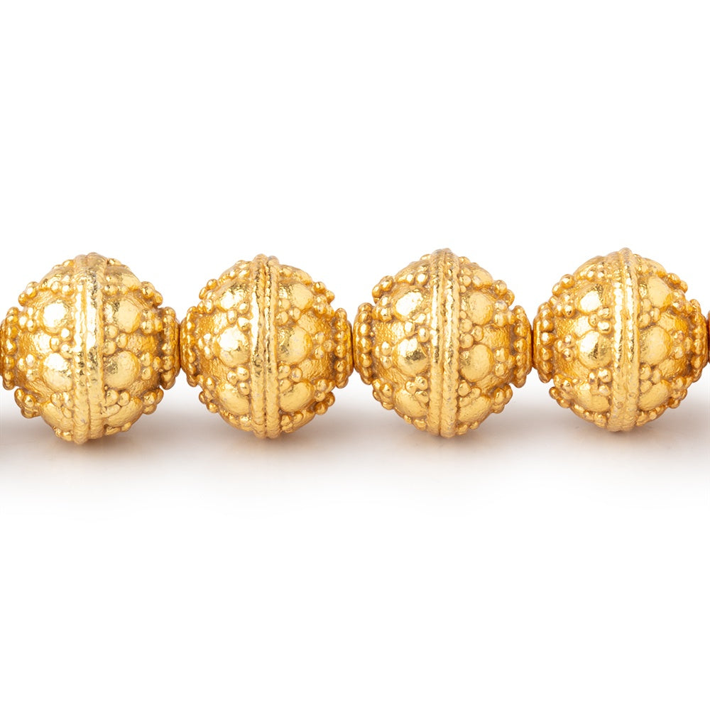 10mm 22kt Gold Plated Copper Bali Dot Round 8 inch 21 Beads