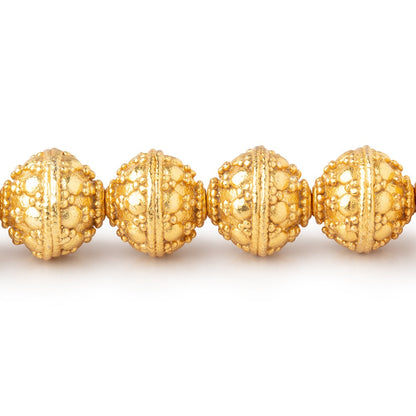 10mm 22kt Gold Plated Copper Bali Dot Round 8 inch 21 Beads