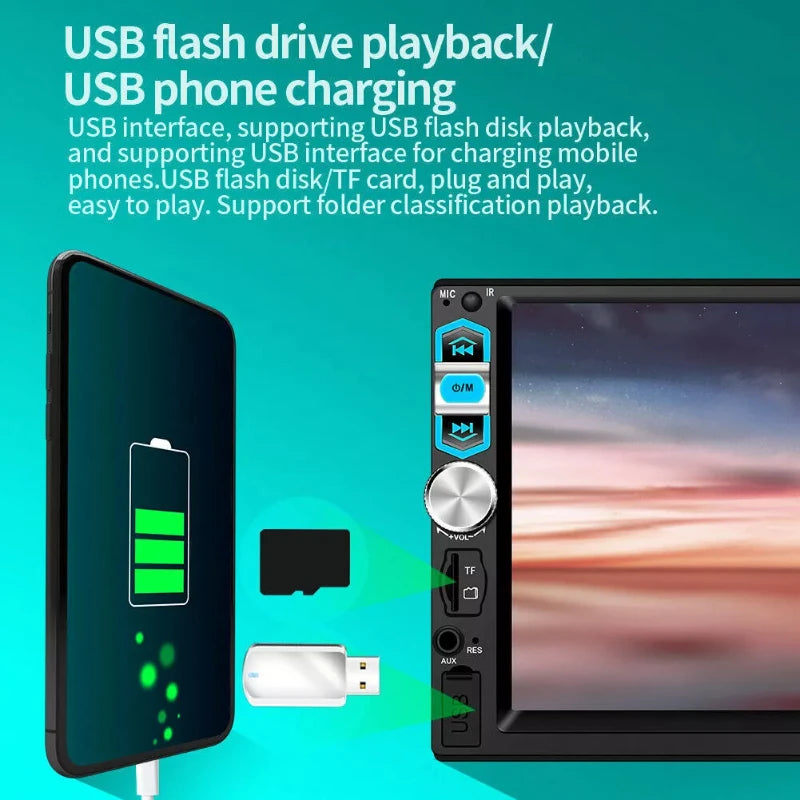 Universal Car Radio Stereo 7Inch HD Touch Screen Multimedia Player BT Autoaudio FM Autoaudio FM Receiver Car Reversing Camera