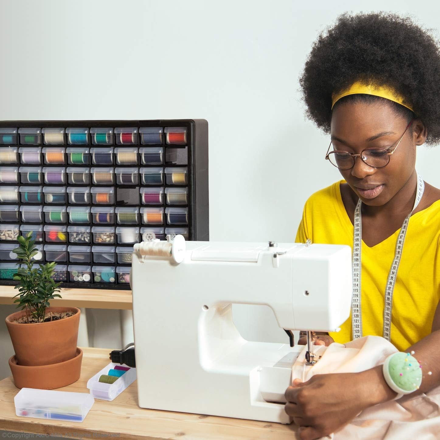 64-Drawer Plastic Drawer Storage Cabinet for Garage Organization, Bead Organizer, Building Bricks Storage, Teacher Toolbox, Makeup Organizer, 20-Inch W X 6-Inch D X 16-Inch H, 10164 Black