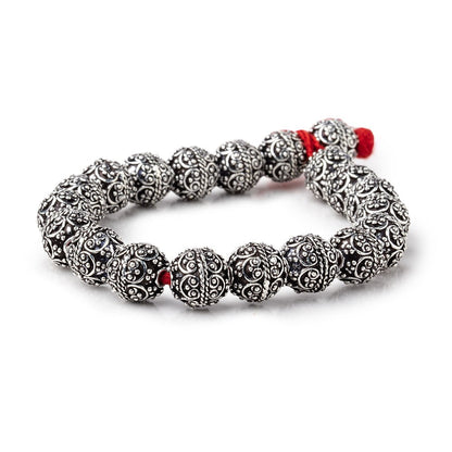 10mm Antiqued Sterling Silver Plated Copper Bali Design Round 8 inch 20 Beads