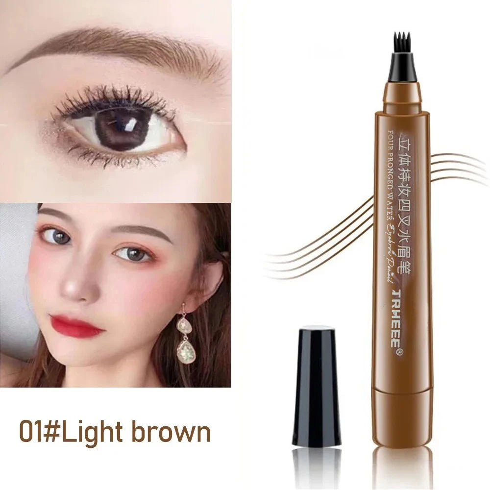 5 Colors Microblading Eyebrow Pen Waterproof Liquid Eyebrow Pencil Long Lasting Eyebrow Pen 4 Points Eye Brow Pen Cosmetics