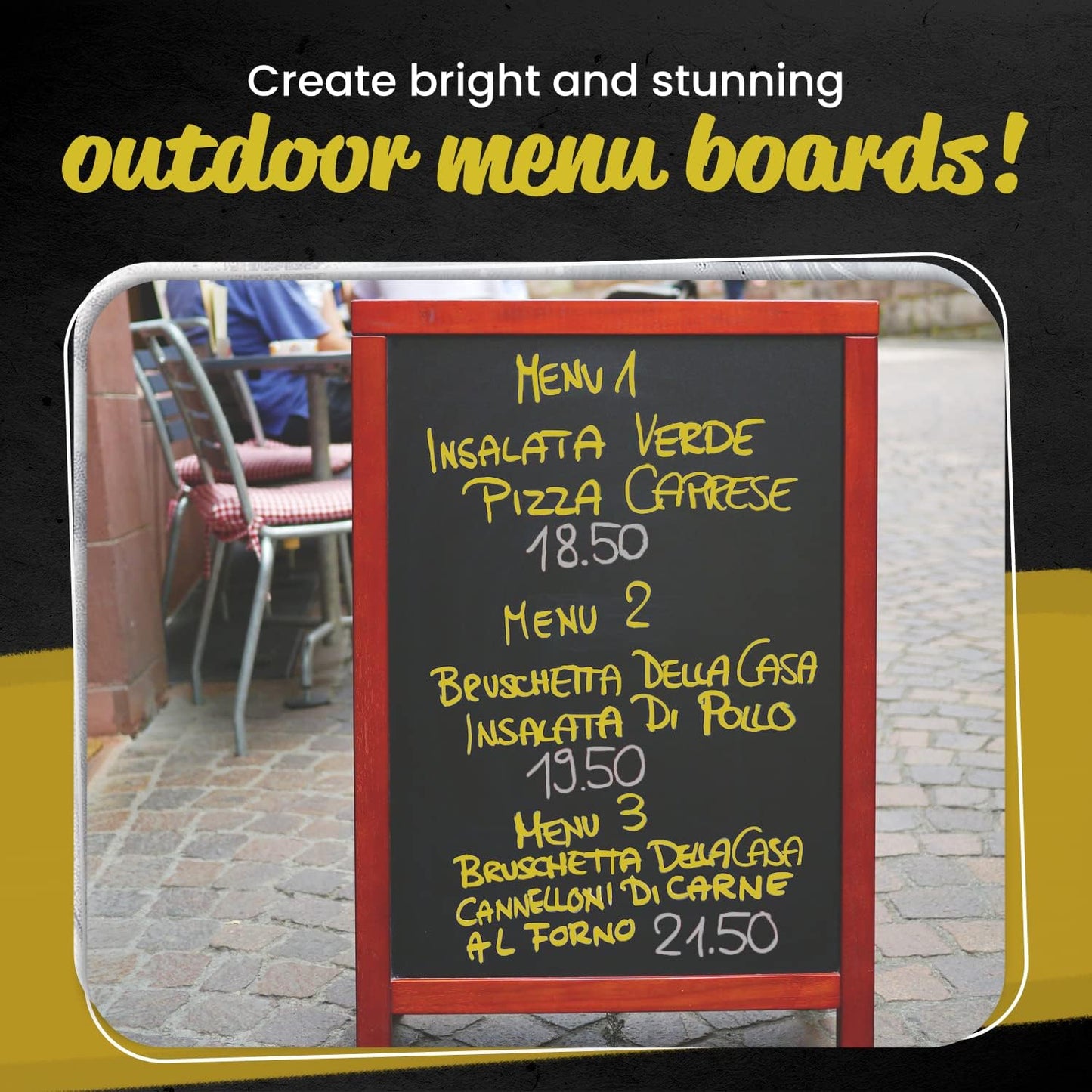 Metallic Chalk Markers (2 Pack) Liquid Chalk Pens for Blackboards, Chalkboard, Bistro Menu, Window Markers for Cars - Wet Wipe Erasable - 15Mm Jumbo Nib