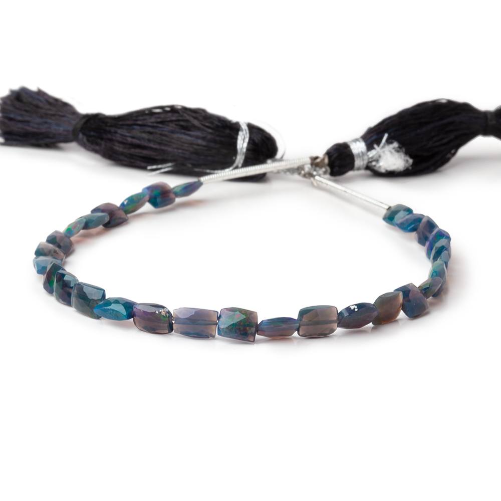 4.5-5.5mm Black Ethiopian Opal Faceted Rectangle 6 inch 22 Beads AA