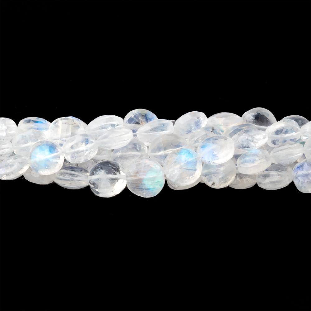 4.5-6.5mm Rainbow Moonstone Faceted Coin Beads 16 inch 76 pieces AAA