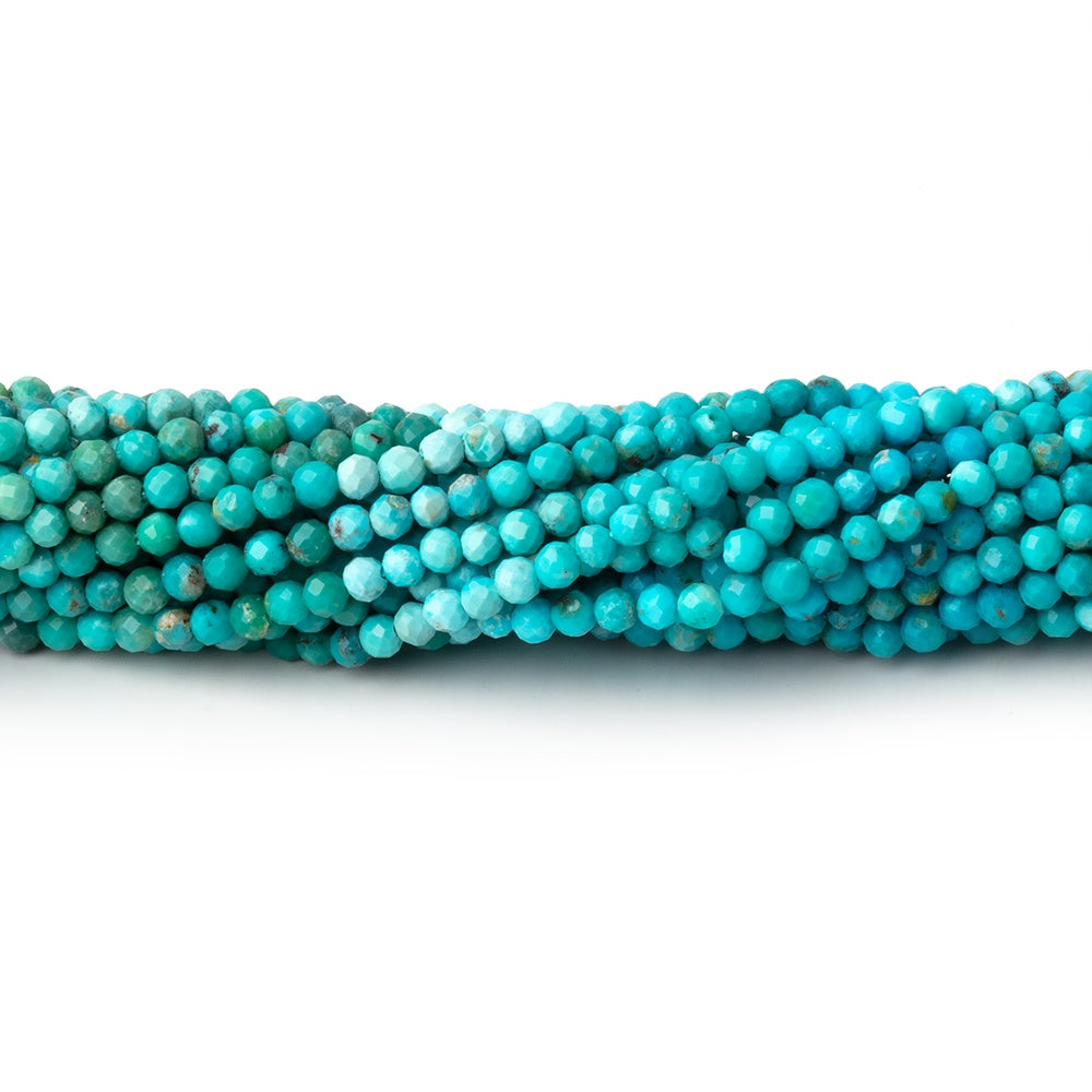 2.4mm Multi Color Turquoise Micro Faceted Rounds 12.5 inch 144 Beads AA