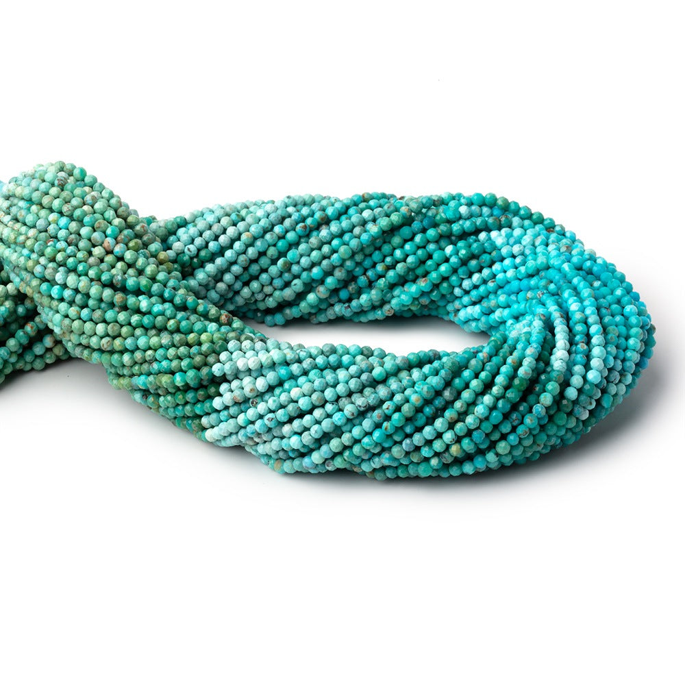 2.4mm Multi Color Turquoise Micro Faceted Rounds 12.5 inch 144 Beads AA