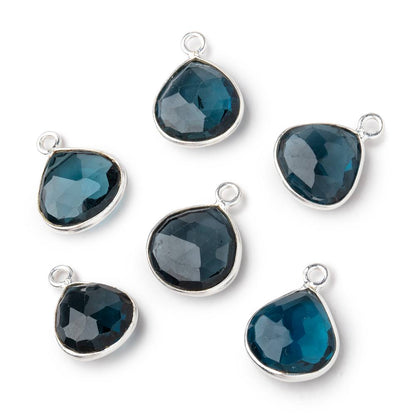 10.5-11.5mm .925 Silver Bezel London Blue Topaz Faceted Heart Pendant 1 piece AAA