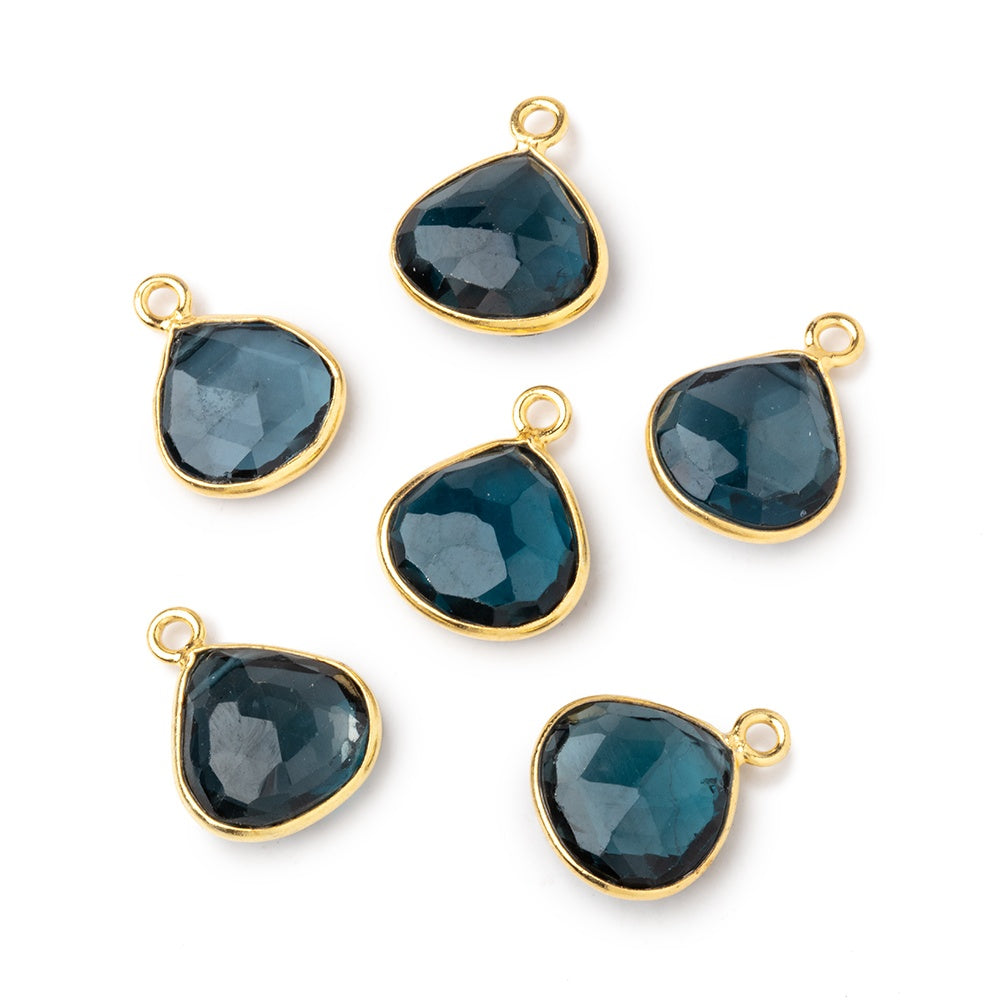 10.5-11.5mm Vermeil Bezel London Blue Topaz Faceted Heart Pendant 1 piece AAA