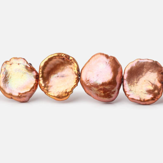 13-16mm Burnt Orange Keshi Freshwater Pearls 15 inch 33 Beads AA