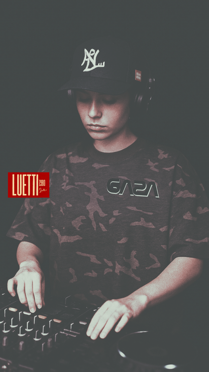 Nasa Script GAZA Unisex Camo Cropped Oversized T-shirt