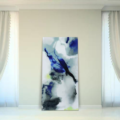 "Blue Splash" Frameless Free Floating Tempered Art Glass by EAD Art Coop Wall Art