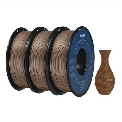 Premium 3KG PLA 3D Printing Filament Set - 1KG Light Gold, 1KG Silver, 1KG Yellow, 1.75mm Diameter