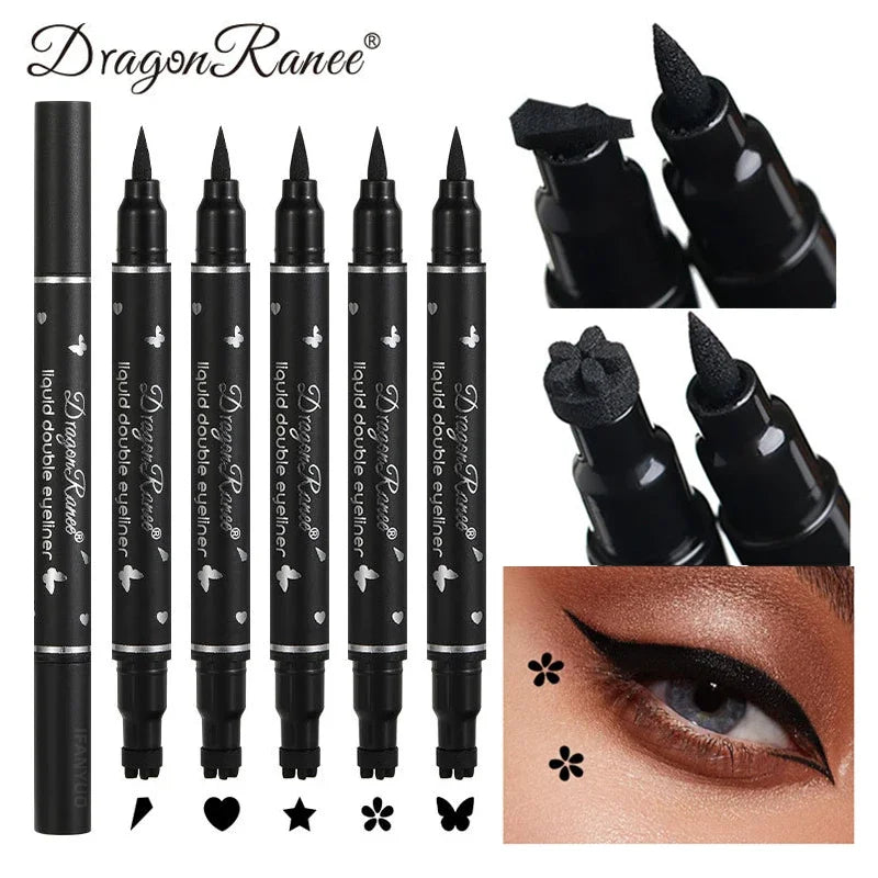 Black Seal Eyeliner Pen Double-Ended Star Stamp Long-Lasting Waterproof Eye Liner Pencil Winged Stamp Eyes Makeup Cosmetics