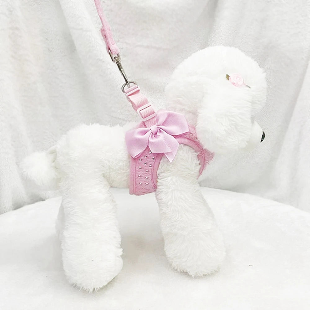 Cat Dog Harness Vest Chest Rope Set Rhinestone Adjustable Pet Harness for Small Medium Dogs Outdoor Walking Accessories