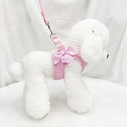 Cat Dog Harness Vest Chest Rope Set Rhinestone Adjustable Pet Harness for Small Medium Dogs Outdoor Walking Accessories