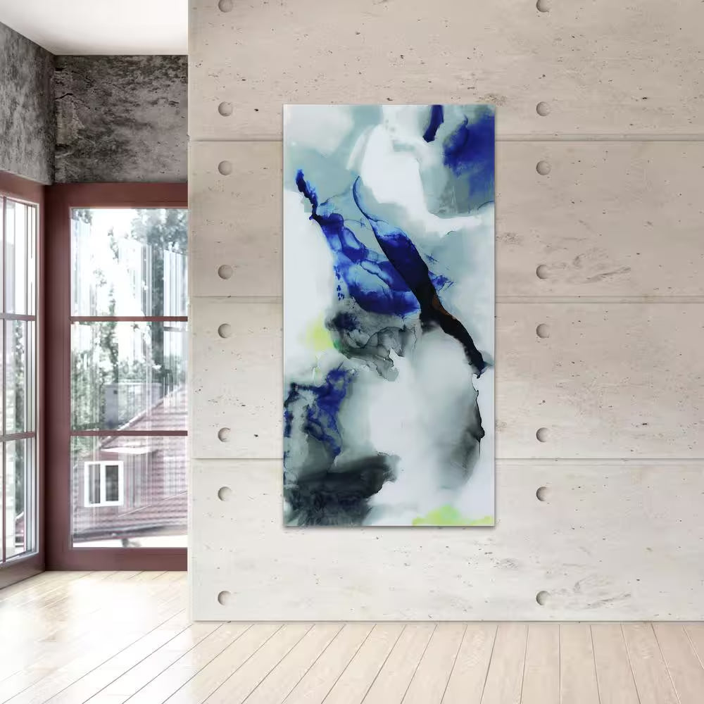 "Blue Splash" Frameless Free Floating Tempered Art Glass by EAD Art Coop Wall Art