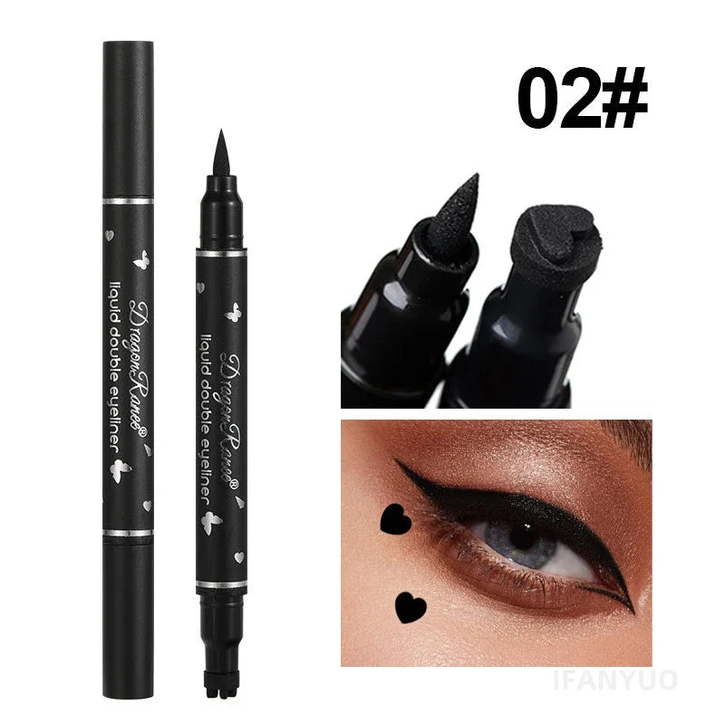 Black Seal Eyeliner Pen Double-Ended Star Stamp Long-Lasting Waterproof Eye Liner Pencil Winged Stamp Eyes Makeup Cosmetics