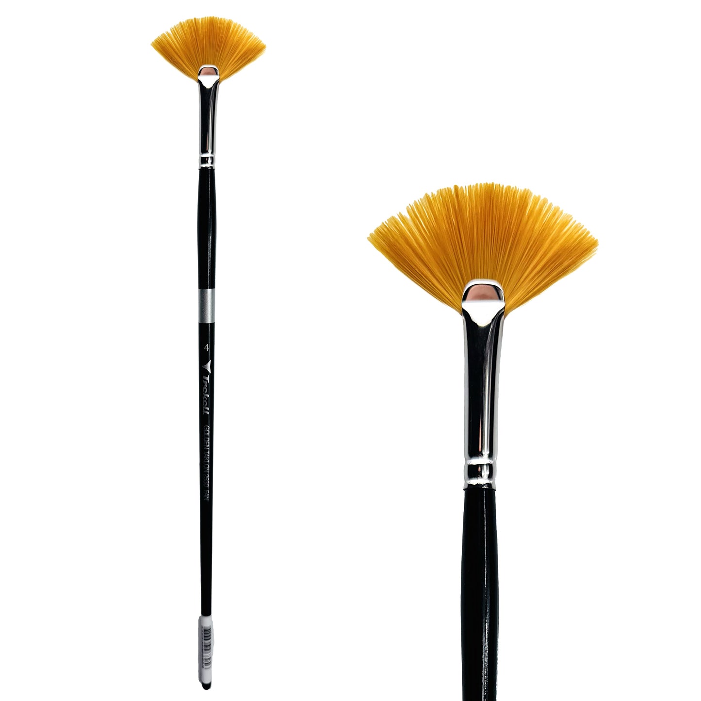 Trekell Golden Taklon Long Handle Artist Brush -  Size #4 Fan
