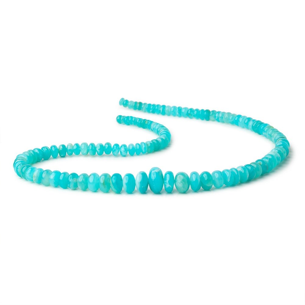 5-14mm Peruvian Blue Opal Plain Rondelles 20 inch 109 Beads AAA