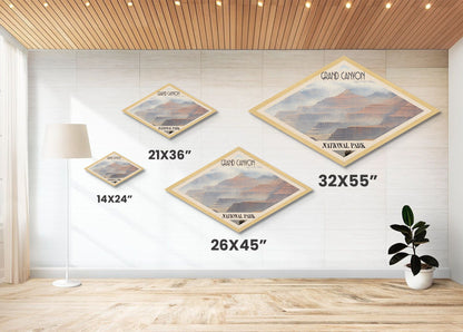 Grand Canyon National Park Travel Poster Canvas Texture Print, Travel Decor, Midcentury Modern Retro Decor Arizona Landscape