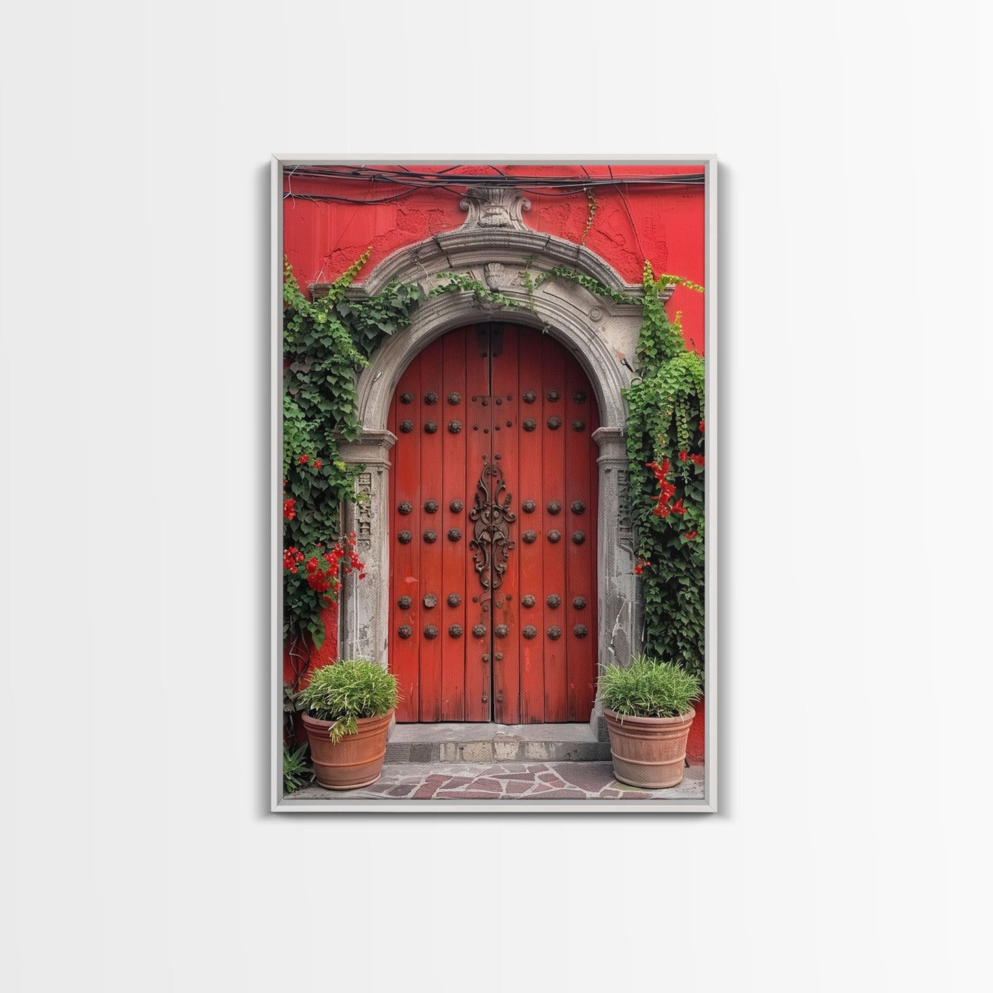 Change Hacienda Architecture Framed Canvas Print, Mexican Wall Art, Art of Mexico, Original Artwork, Wood Framed Ready To Hang