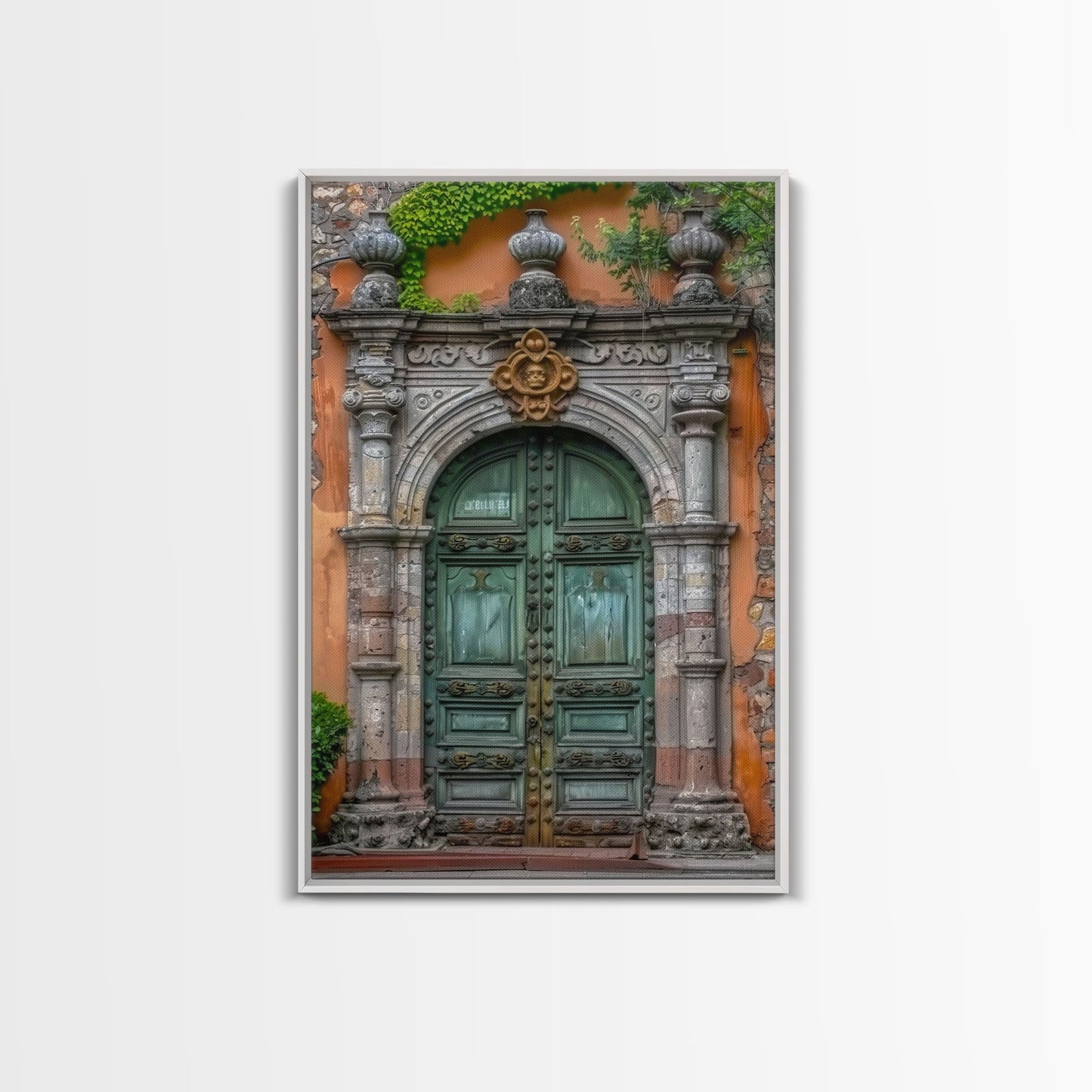 Change23 Hacienda Architecture Framed Canvas Print, Mexican Wall Art, Art of Mexico, Original Artwork, Wood Framed Ready To Hang
