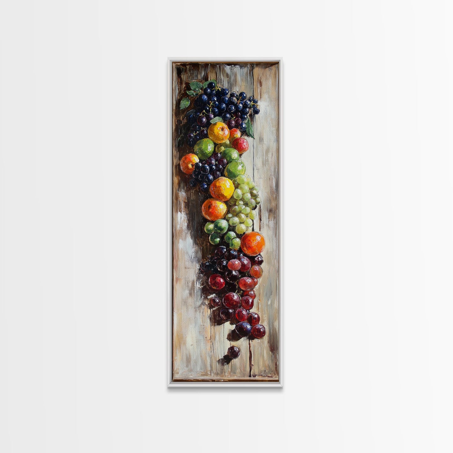 Retro Kitchen Wall Art, Still Life Painting Of Fruit Canvas Print, Narrow Art, Narrow Wall Art, Tall Skinny Art, Skinny Narrow Wall Art