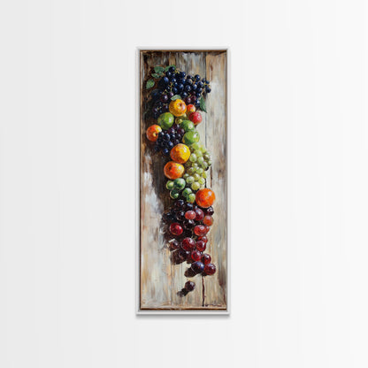 Retro Kitchen Wall Art, Still Life Painting Of Fruit Canvas Print, Narrow Art, Narrow Wall Art, Tall Skinny Art, Skinny Narrow Wall Art